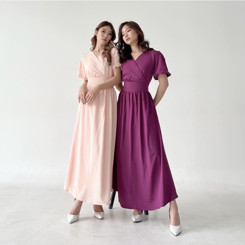 SOFIA LONGDRESS PUFFY SLEEVE - DRESS  KONDANGAN FORMAL KOREA - DRESS PESTA - MAXI DRESS - BRIDESMAID DRESS - GAMIS WANITA ELEGANT - HADIAH / KADO ULTAH CEWEK