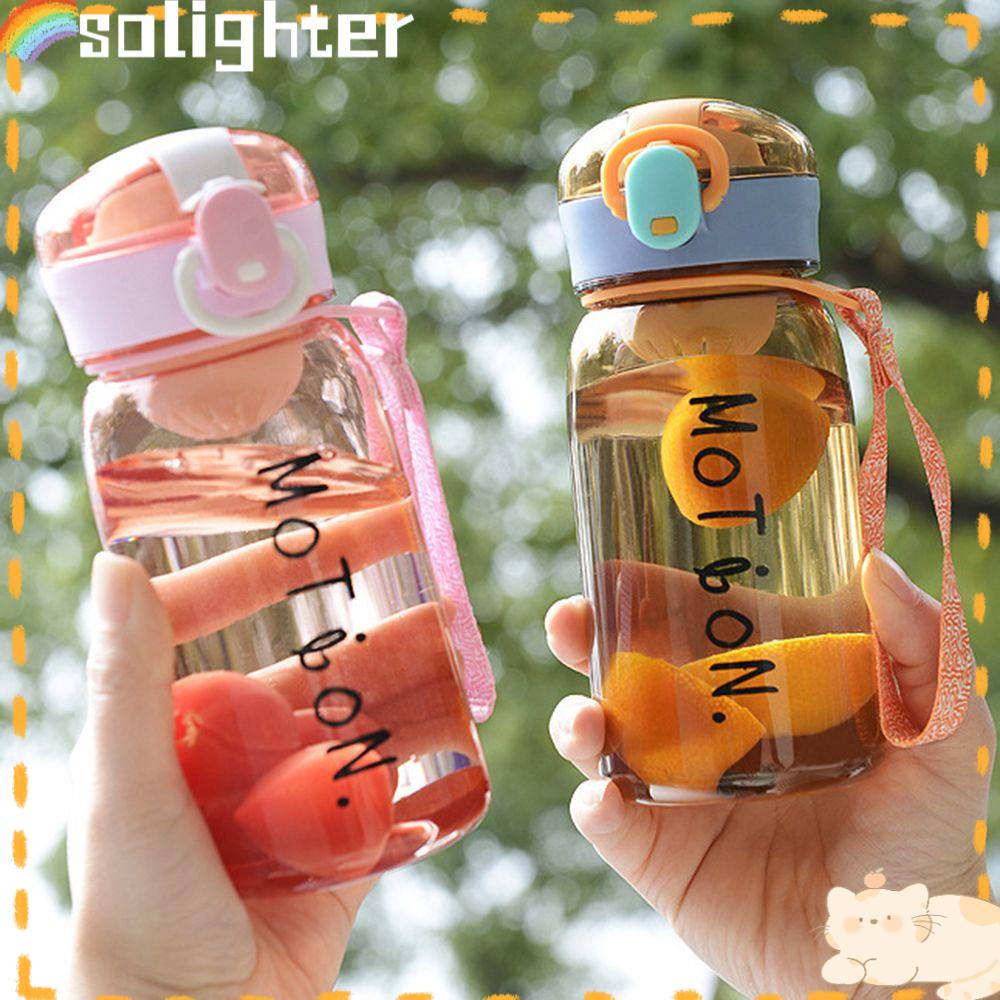 Solighter Botol Air Minum Dengan Skala Anak 400ML Portable Strap Water Cup