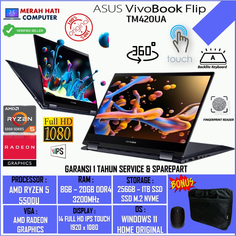 Laptop Asus Vivobook Flip TP3402ZA INTEL I5 12500H 8GB 512GB 14.0 WUXGA IPS TOUCH BL WIN11HOME QUIET BLUE terlaris