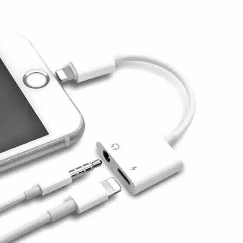 Splitter Iphone 2 in 1 Lightning Fast Charging Audio Jack Mic Adaptor Splitter Iphone