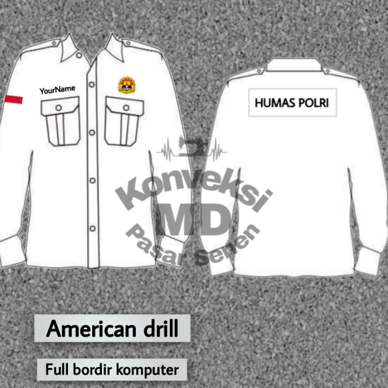 kemeja eksklusif Humas polri/seragam eksklusif Humas polri/kemeja pdh humas polri full bordir/seraga