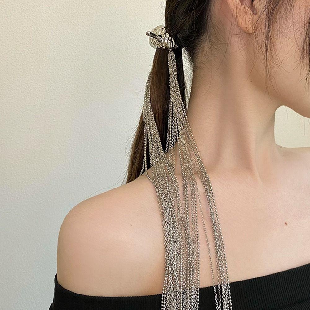 Agustina Panjang Rumbai Jepit Rambut Antik Berlebihan Sederhana Wanita Fringe Cheongsam Ponytail Hias Jepit Rambut Logam Gaya Cina Hiasan Kepala