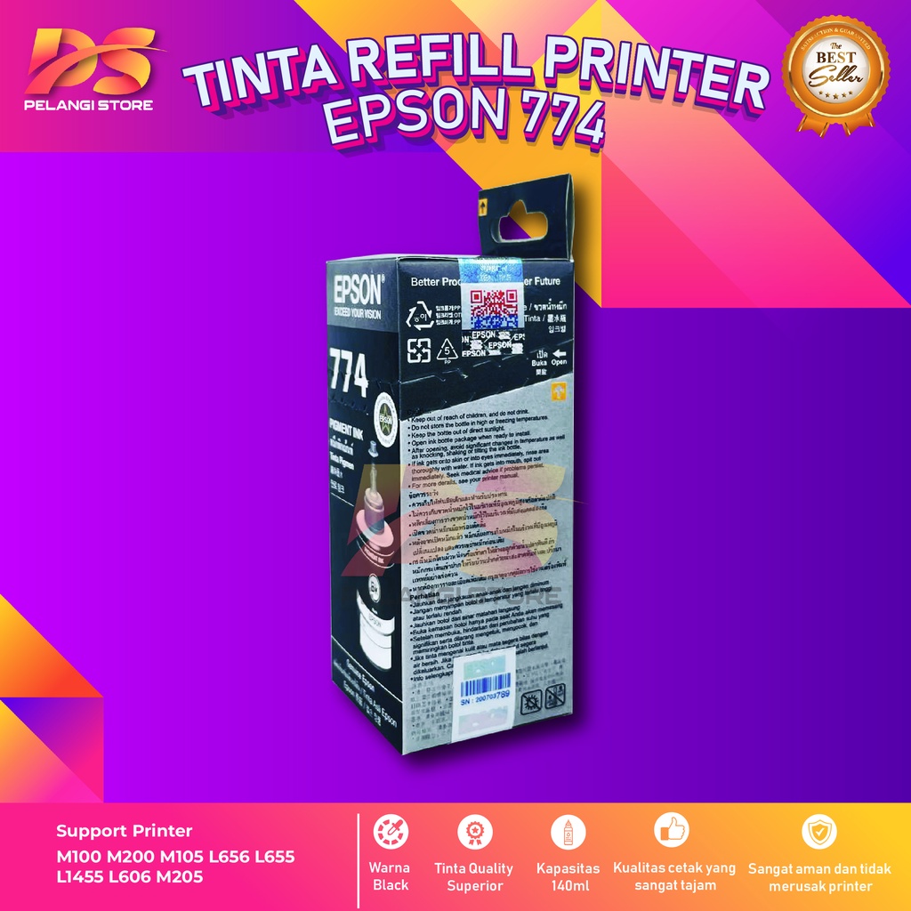 Tinta Epson 774 Black Tinta Printer M100 M200 M105 L656 L655 L1455 L606 M205 Dus Baru