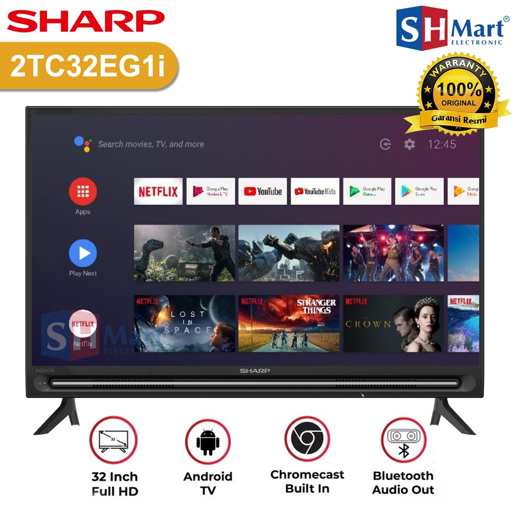 TV SHARP 32 INCH 2T-C32EG1i / 2T-C32DF1i SMART ANDROID TV 32EG1I / 32DF1i GARANSI RESMI