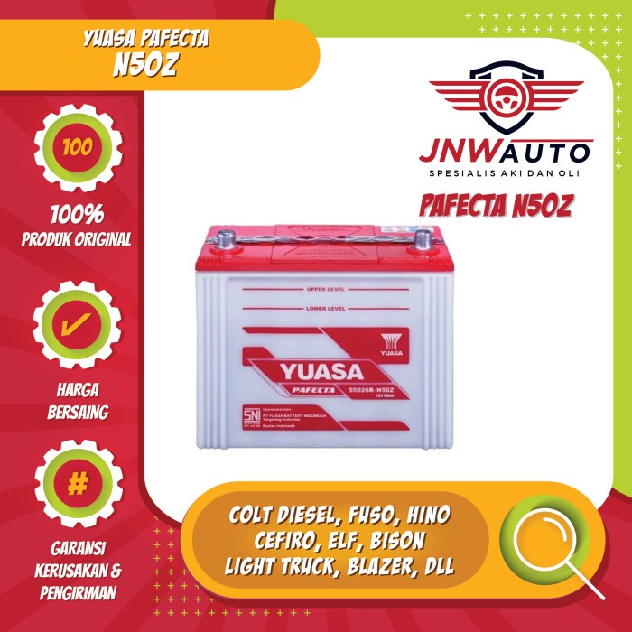 Aki Mobil Yuasa Pafecta N50Z - New Dyna, ELF, Colt Diesel, Fuso, dll.