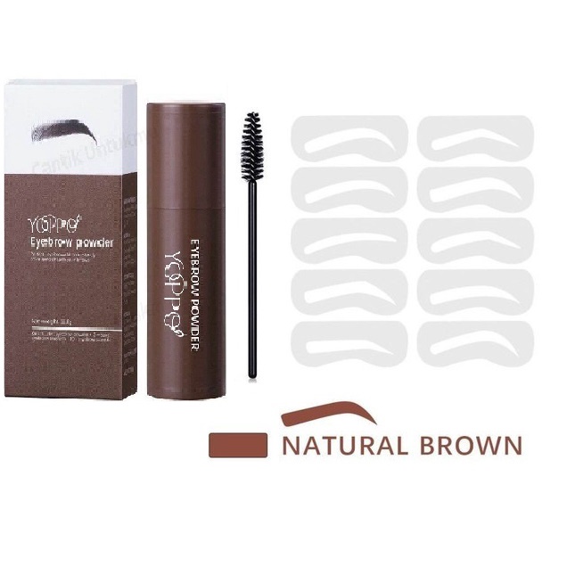 Yoppo Eyebrow Powder Bedak Alis Cetakan Alis Instan Eyebrow Stamp Alis Stempel Alis Waterproof dengan 10 Model Cetakan Alis