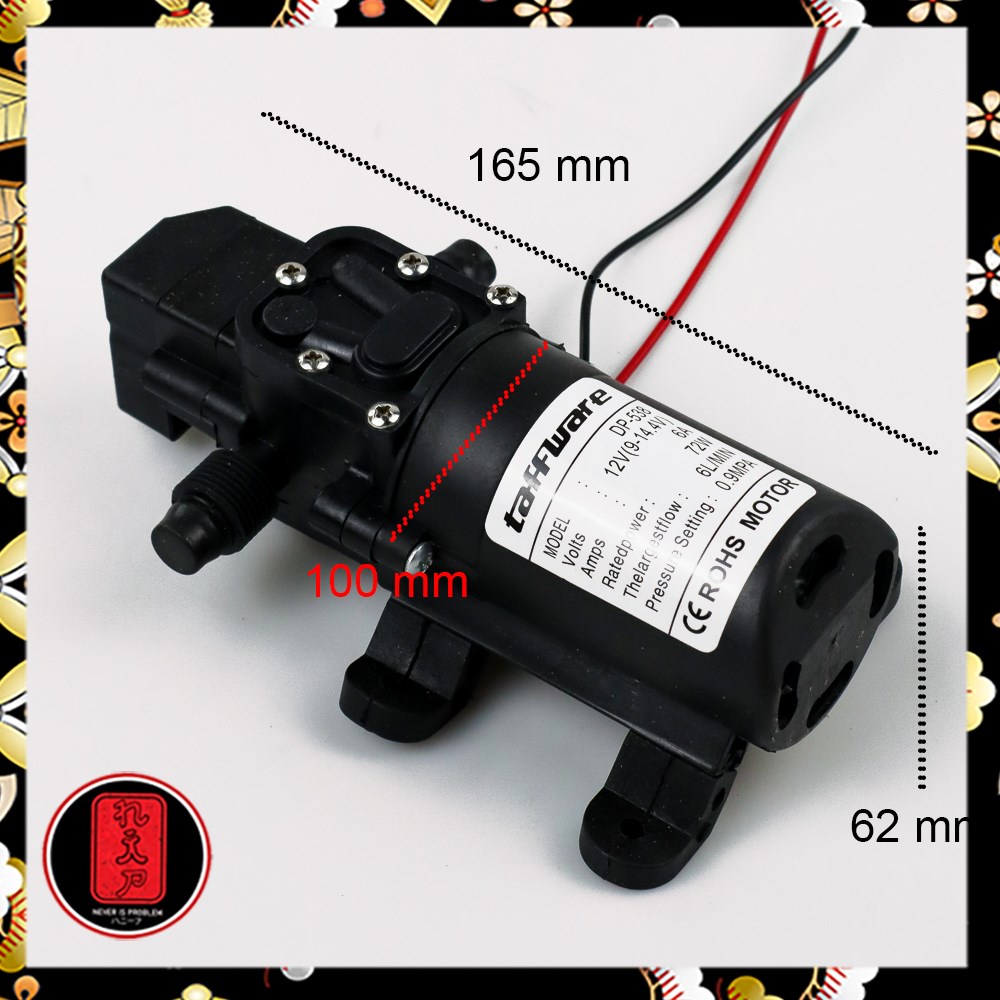 Pompa Air Elektrik High Pressure 12V 72W 130PSI - DP 538 - Black