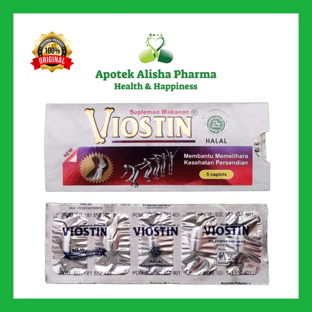 Viostin Tablet (Strip 5kaplet) - Fiostin Glucosamin Kondroitin Suplemen Kesehatan Tulang Sendi / Pelumas Otot Kaku / Piostin