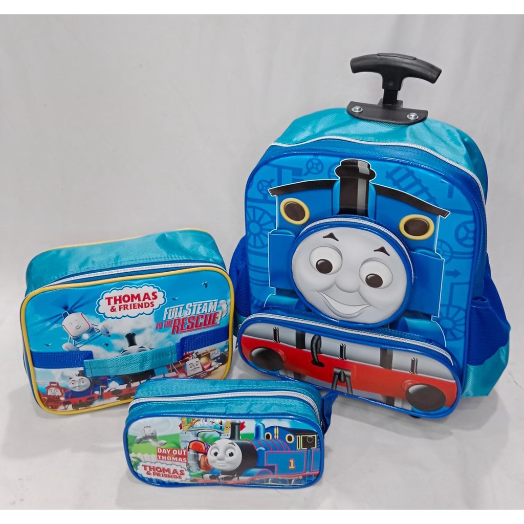 JOYELSY-PROMO TAS TROLY SET 3IN1 TK THOMAS KEPALA ,SLEMPANG,KOTAK PENSIL