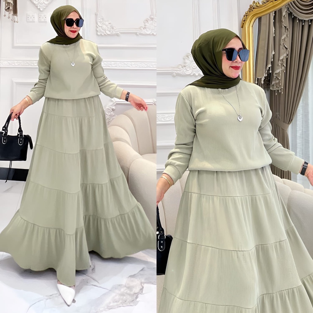 GAMIS STORE | Nabila Dress Maxy Wanita Muslim OOTD Gamis Kondangan Polos Basic Premium Matt Cringkle Airflow