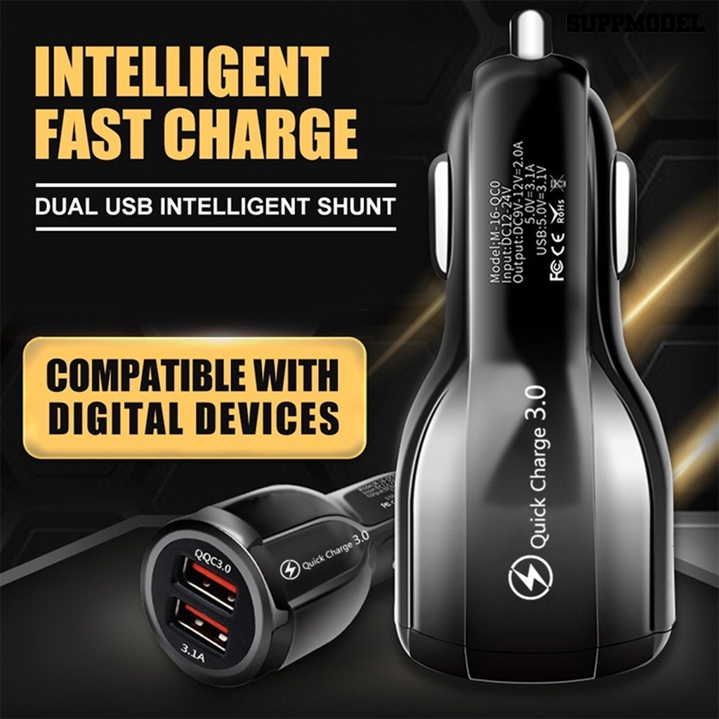 [SM] Charger Usb12/24V Universal LED Indikator Dual Port Fast Charging QC3.0 Bowling Car Charger Untuk Mobil