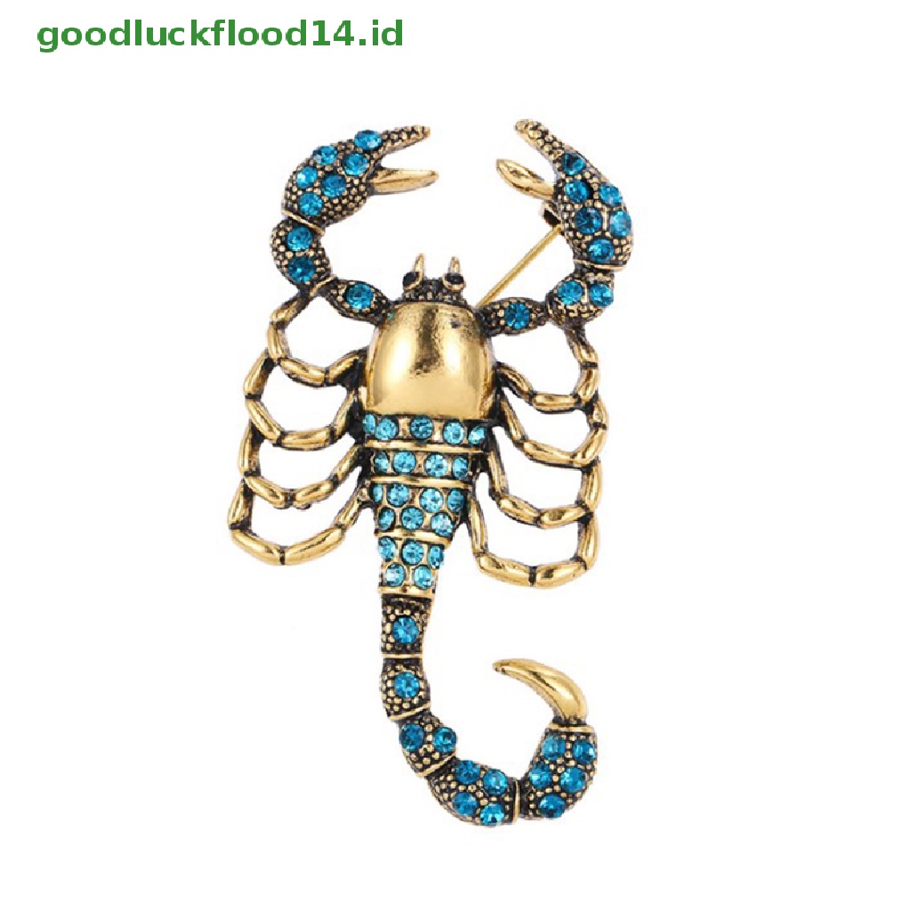 [GOOGFOUR] 1pc Bros Scorpion Dengan Berlian Imitasi Gold Alloy Brooch Pin Vintage Kristal  [Atasan]