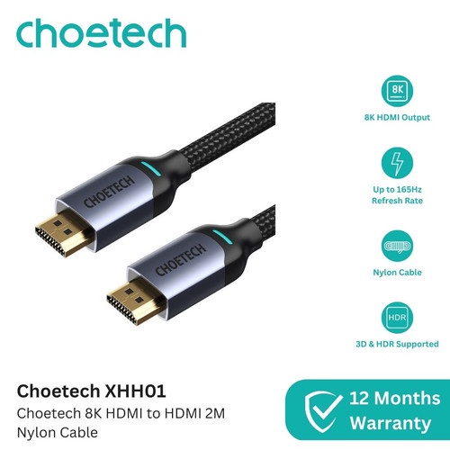 Choetech Kabel HDMI to HDMI 8K 4K 2K 2M Nylon Cable HDR 3D HiFi XHH01
