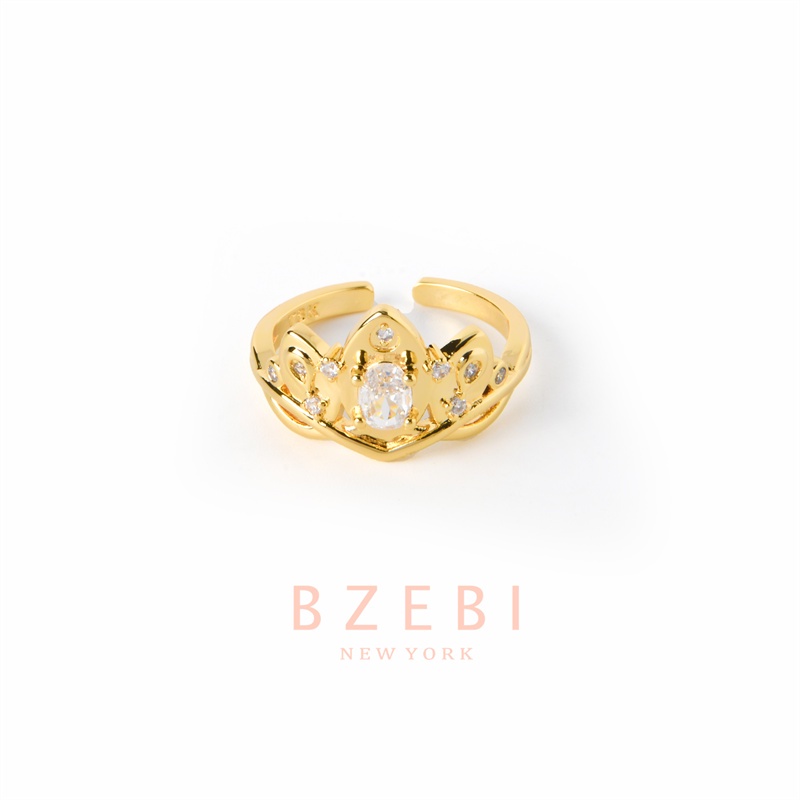 Bzebi Cincin Emas Berlian 18k, Cincin Terbuka Ajustable, Anti Karat, Gaya Korea, Aksesoris Fashion Wanita, Aksesoris Sehari-Hari, Perhiasan Premium, Hadiah Ulang Tahun Dengan Box 737r