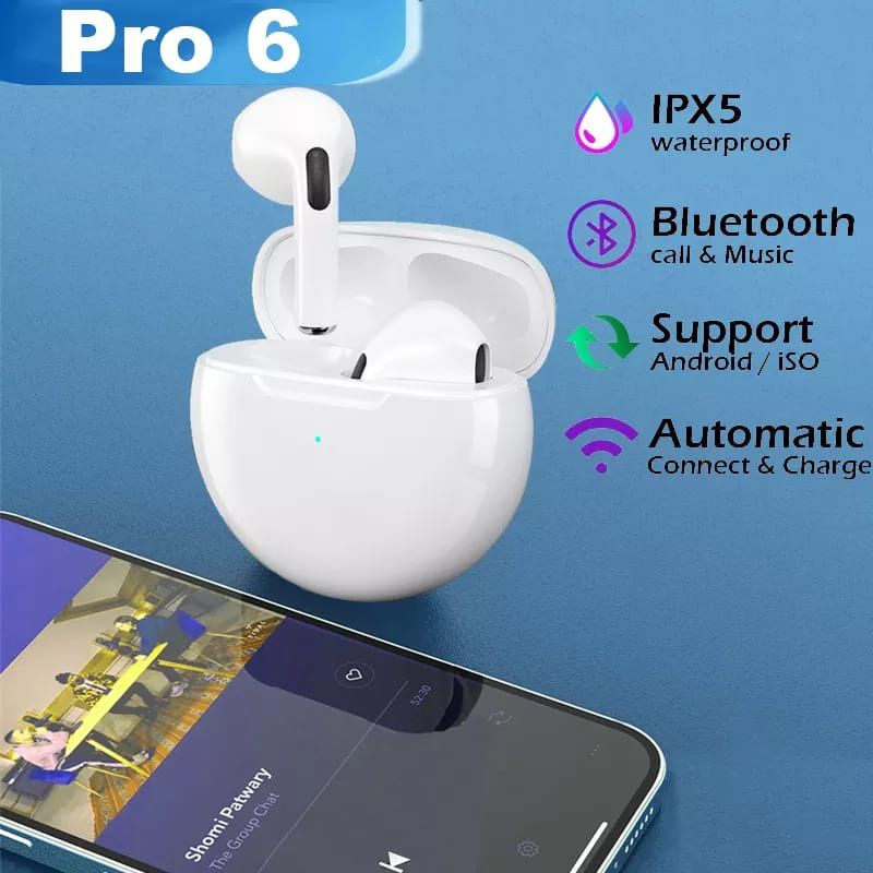 EWAA PRO 6 HEADSET BLUETOOTH TWS MIC SUPPORT CALL HANDSFREE BLUETOOTH