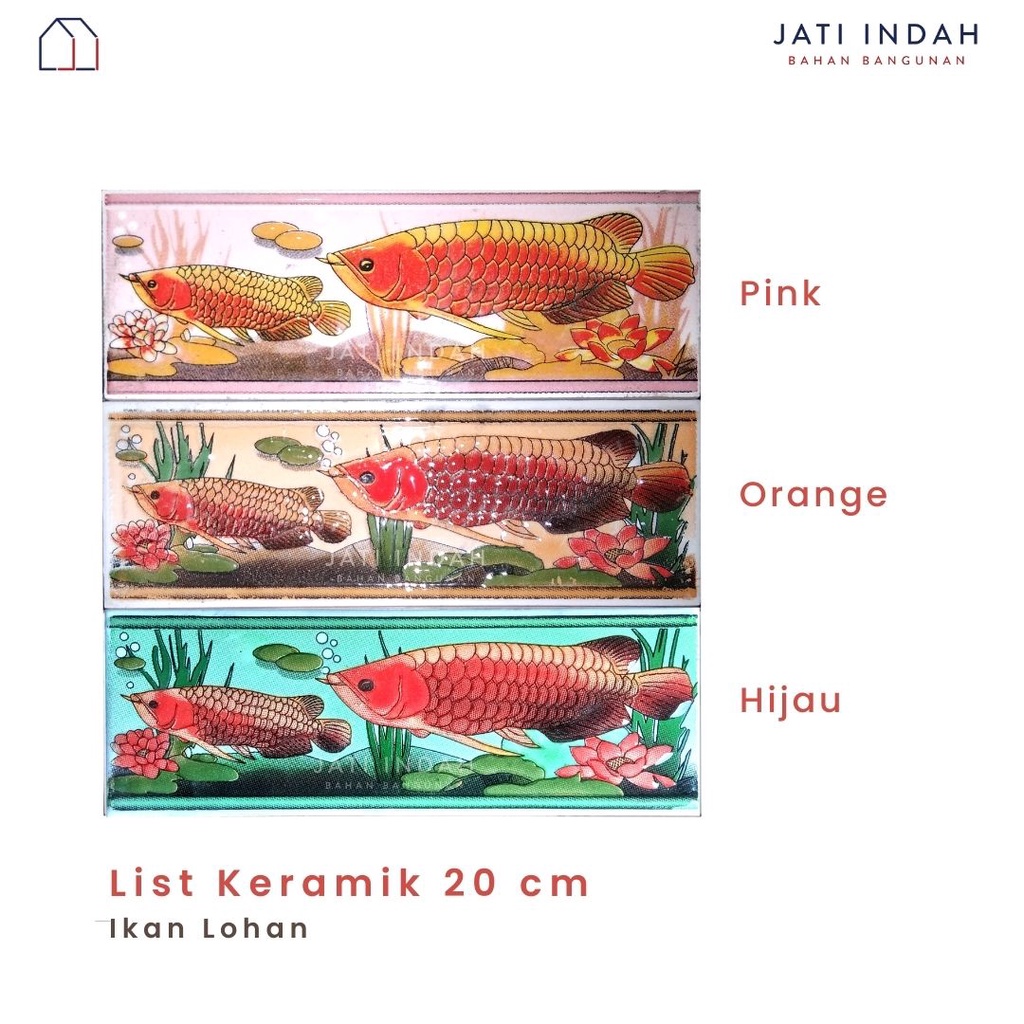 List Keramik 20 cm Motif Ikan Lohan / Lis / Listello