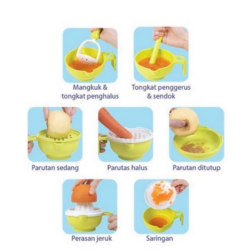 Baby Safe AP014 Multi Food Grinding Set Alat Pengolah MPASI Food Maker AP 014 Saringan MPASI Parutan Mpasi Penghalus makanan pelumat makanan BPA FREE Food Maker 1 set Pengolah makanan 7in1