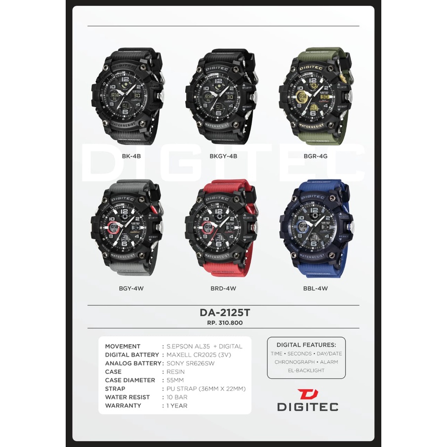 BEST SELLER JAM TANGAN DIGITEC 2125 ORIGINAL PRIA X156 TALI RUBBER DOBLE TIME BODY BULAT DM 5.5CM FREE BOX &amp; BATERAI || JAM TANGAN FASHION PRIA JAM TANGAN COWOK MURAH