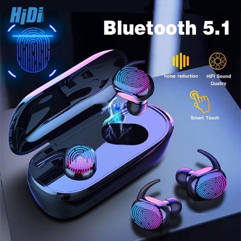 Headset Bluetooth Full Bass Tws Wireless Earphone  Noise Cancel With Microphone Untuk Android IOS