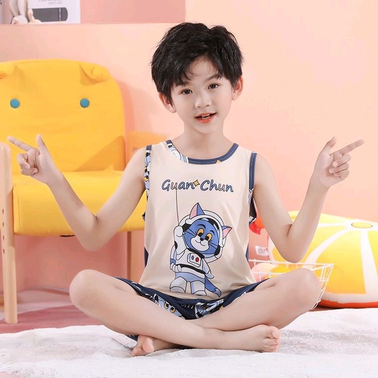 Setelan Renang Anak Baby Boy Tank Top And Shorts Set Premium 6-24 Bulan