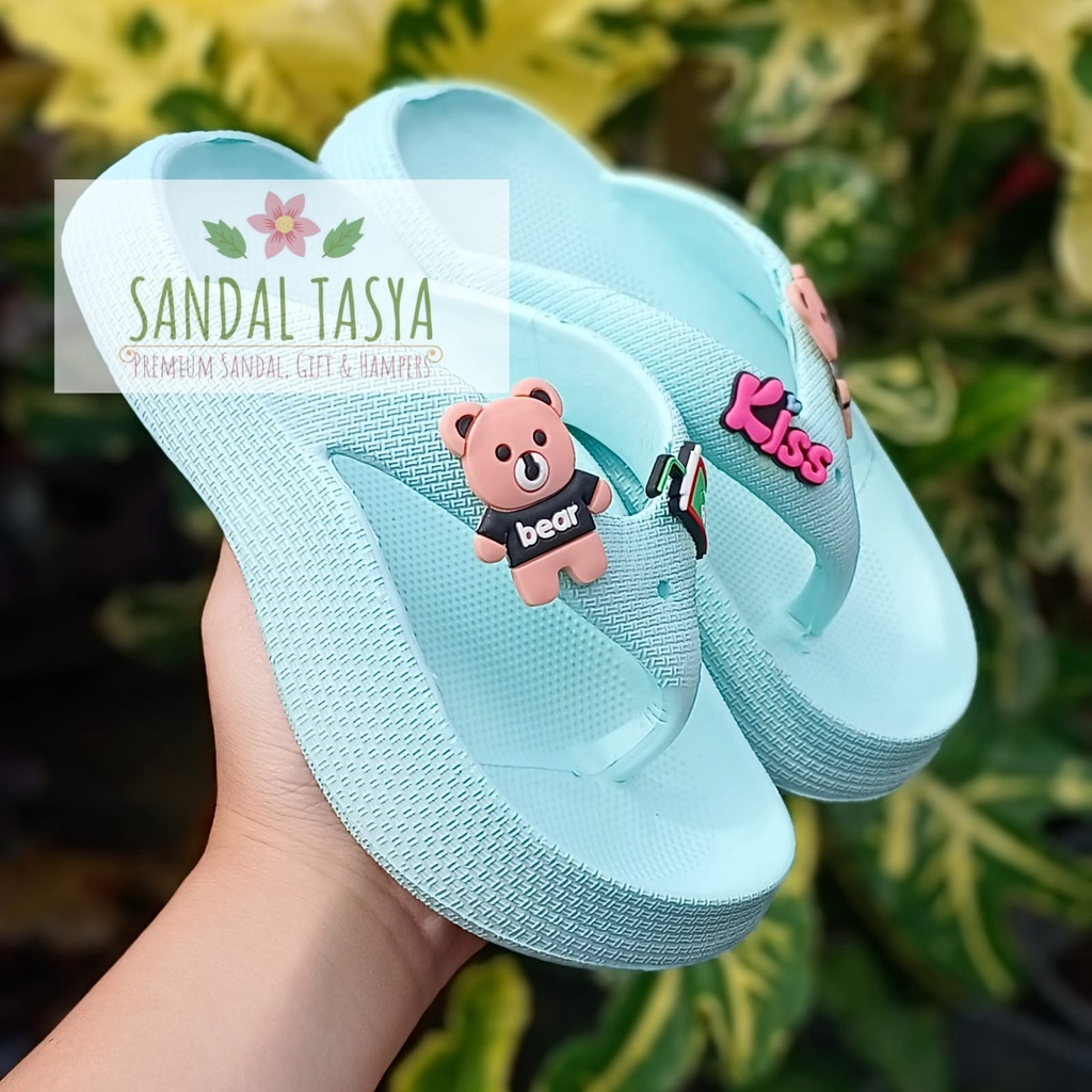 Sandal Jepit Fuji Karet Anak Perempuan Karet Karakter Beruang Fashion Korea Sol Tinggi Umur 5 6 7 8 Tahun Terbaru