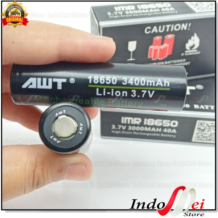 Cod Battery Murah AWT Hitam 3400 MAH IMR 18650