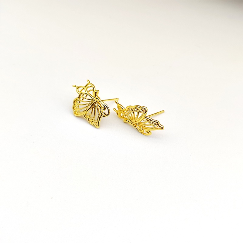 Anting Kupu-Kupu Wanita Anting S925 Berlapis Emas Anting Studded Anting Hadiah Pacar Aksesoris Fashion
