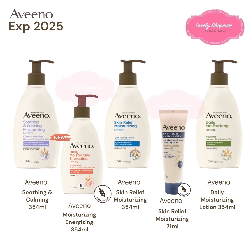 Aveeno Body Lotion / Pelembab Skin Relief, Daily Moisturizing, Soothing Calming, Energizing 71 ml 354 ml 71ml 354ml