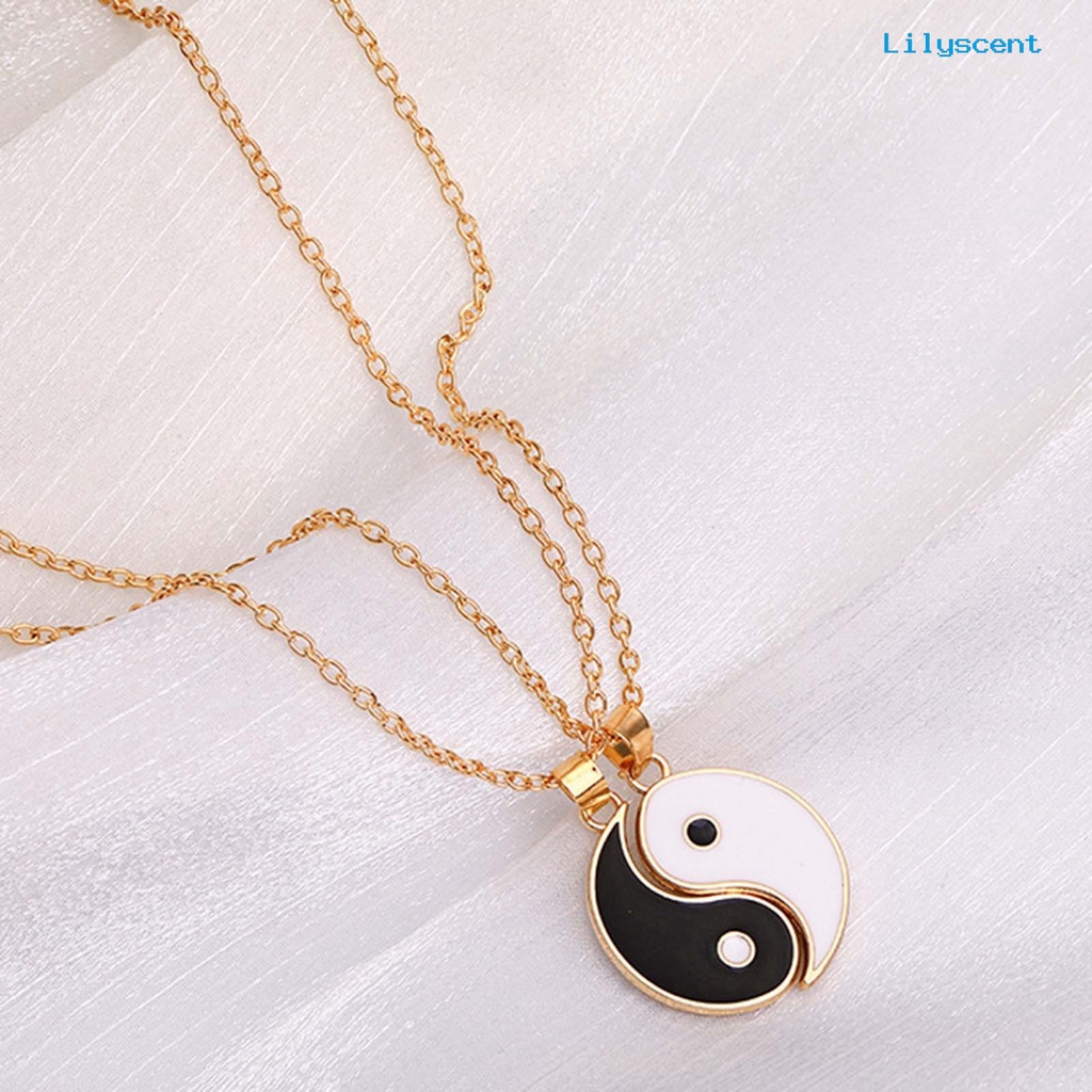 Ls 2pcs/Set Kalung Rantai Tai Chi Liontin Pasangan Memorial Stainless Untuk Hadiah