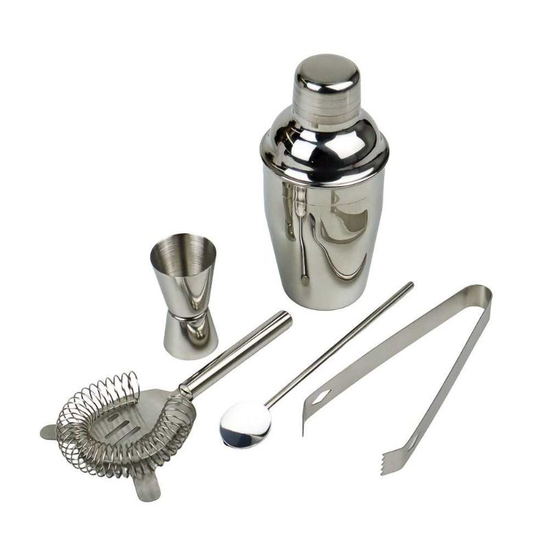 One Two Cups 5 in 1 Bartender Cobbler Cocktail Shaker Jigger Set 350ml - AY8837