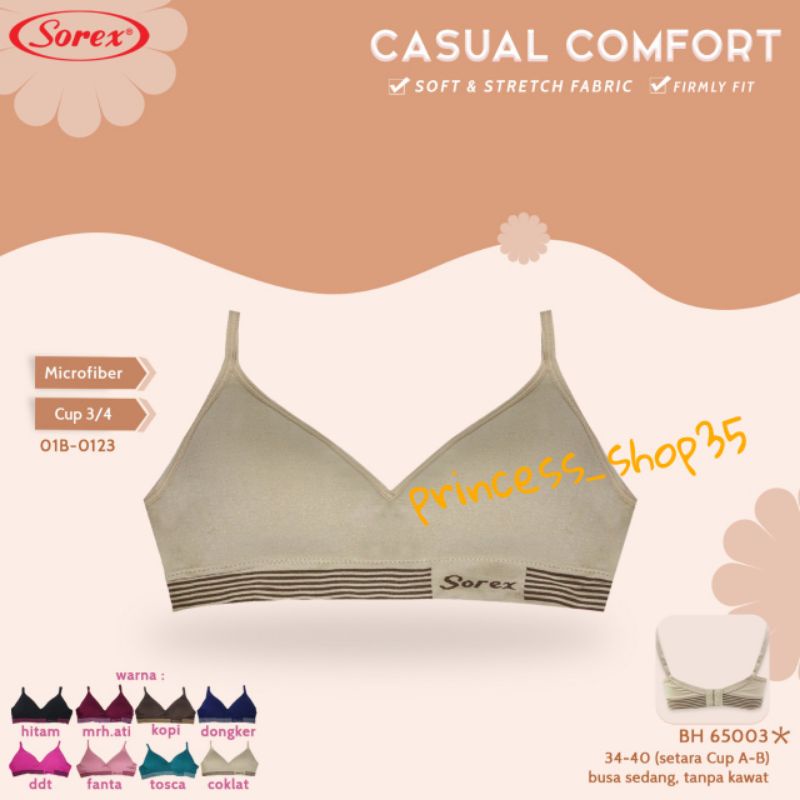 Bh Sorex 65003 Bra Tanpa Kawat Busa Tipis Size 34-40 Kait 2 / Bh Sorex 65003 / Bh Casual Comfort 65003 / Sport Bra Sorex 65003