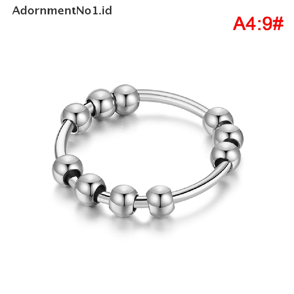 [AdornmentNo1] New Stainless Steel Beads Anxiety Rings Stress Relief Fidget Rings Untuk Wanita Pria INS Gaya Sederhana Fashion Perhiasan Hadiah Tren [ID]