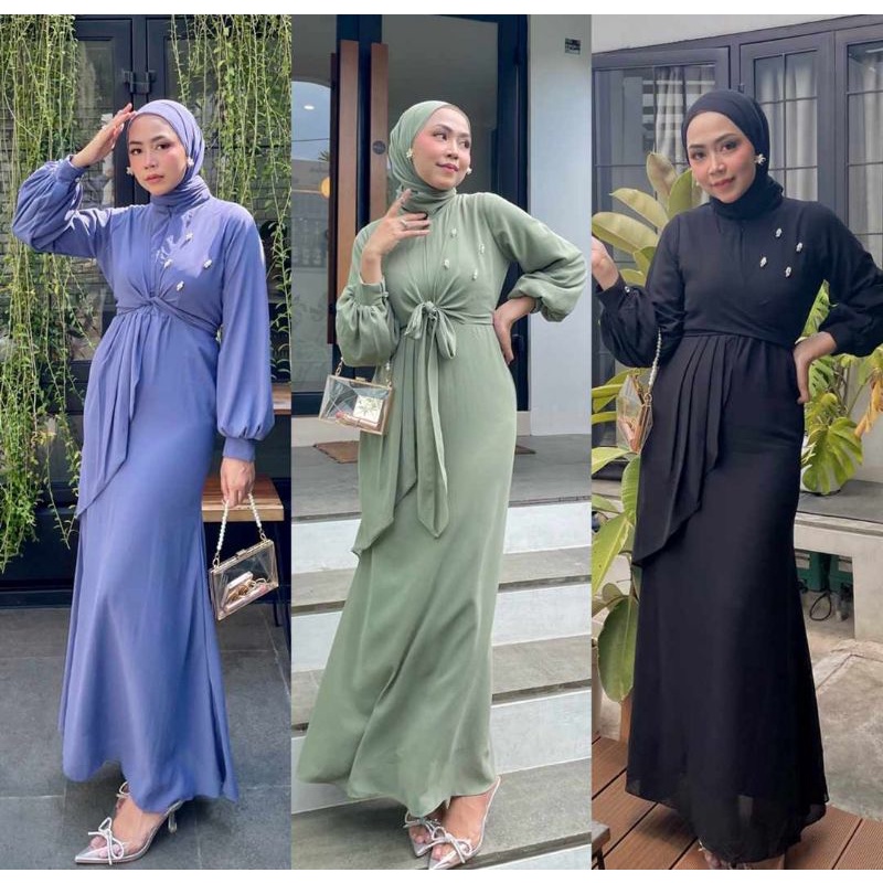 ALLANA DRESS LEBARAN CERUTI IKAT SIMPLE | Dress Lebaran Ootd Bridesmaid