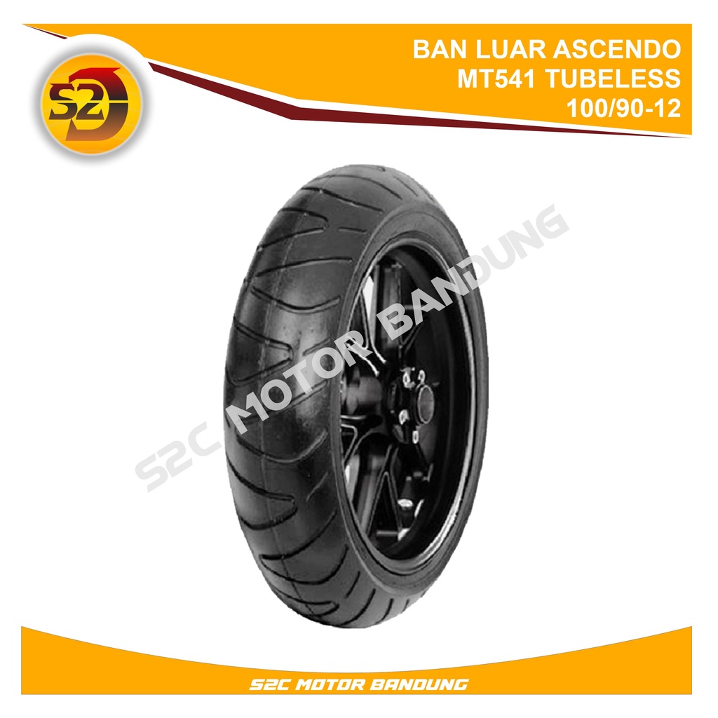 BAN LUAR ASCENDO MT541 100/90 RING 12 100/90-12 TUBELESS 100% ORIGINAL