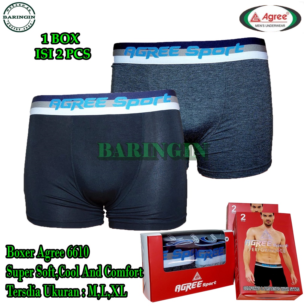 Boxer Pria Dewasa Isi 2 Pcs Boxer AgreeCode 6610-Bahan Katun-Celana Dalam Pria Dewasa