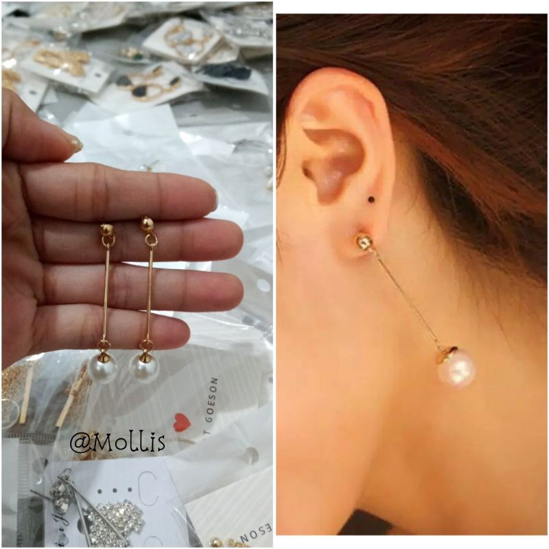 Anting korea model mutiara panjang