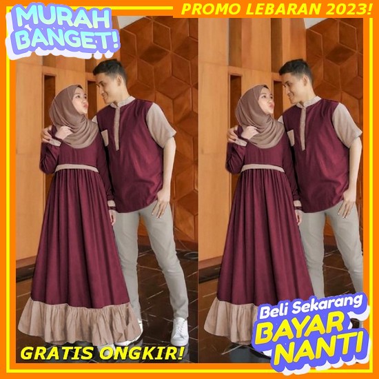 Gamis Couple Bibi Baju Pasangan Remaja Modis Kekinian Model Modern Terbaru 2022 Couple Lebaran 2023 
