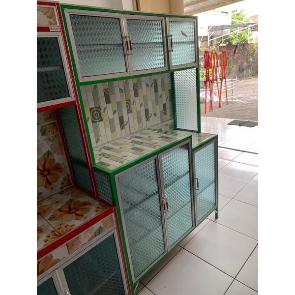 Rak Piring Metro 3 Pintu Aluminium kaca