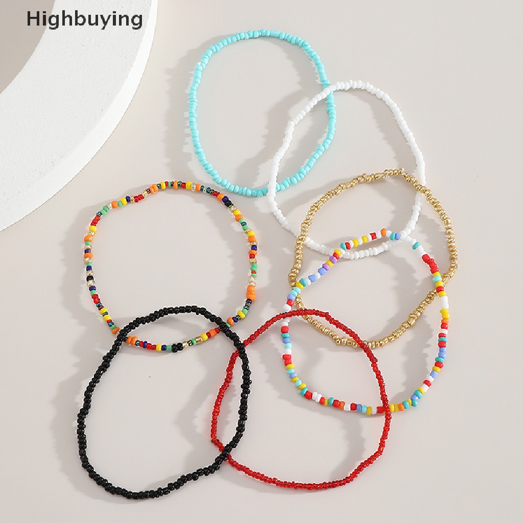 Hbid 7pcs/set Gelang Kaki Manik-Manik Handmade Warna-Warni Gelang Wanita Adjustable Foot Jewelry Glory