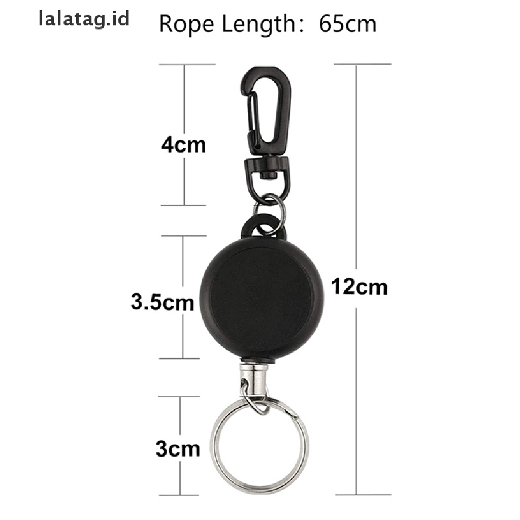 [lalatag] 65cm Retractable Keyring Metal Wire Keychain Clip Gantungan Kunci Tempat Gantungan Kunci [ID]