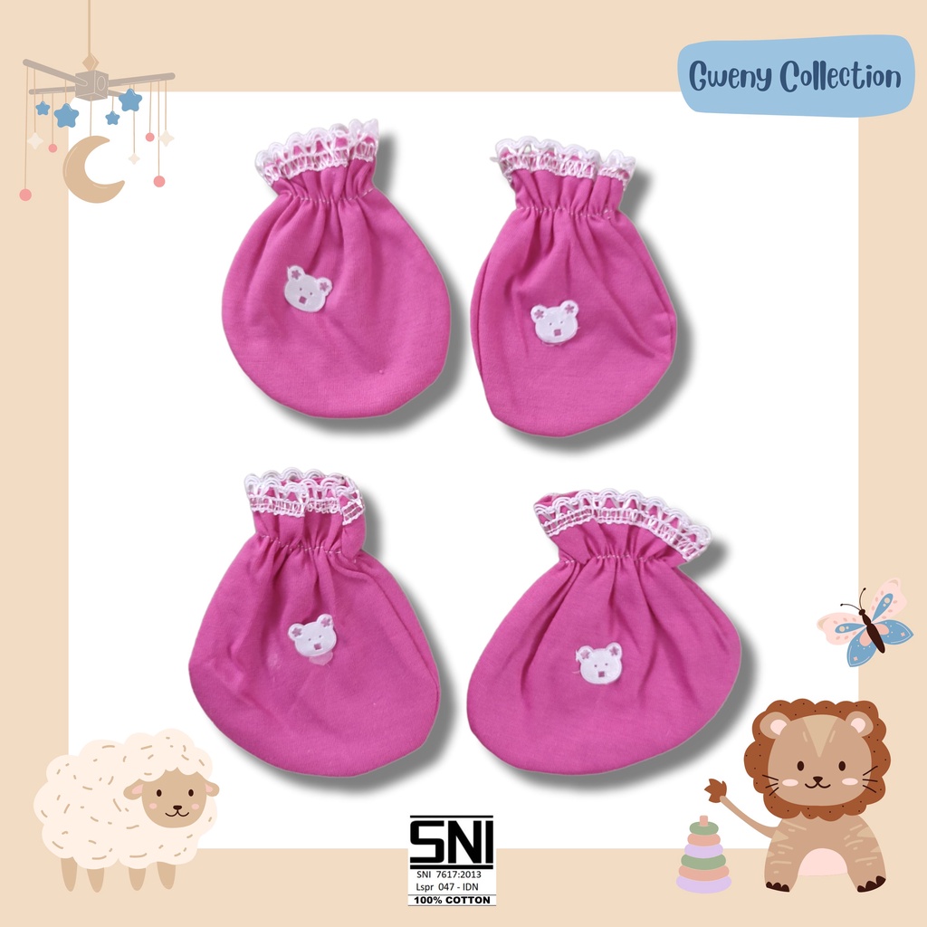 1SET SARUNG TAGAN &amp; KAKI BAYI SARUNG TANGAN NEWBORN UNISEX (KARET) STK