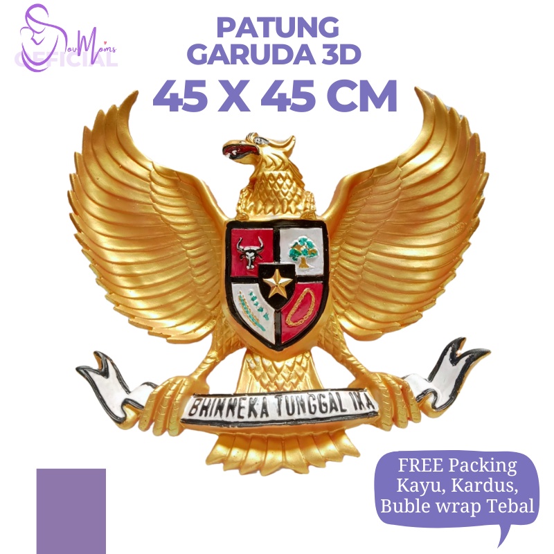 Hiasan Dinding Garuda Pancasila 3 Dimensi Lambang Negara Fiber Logo Burung Garuda Gold Timbul
