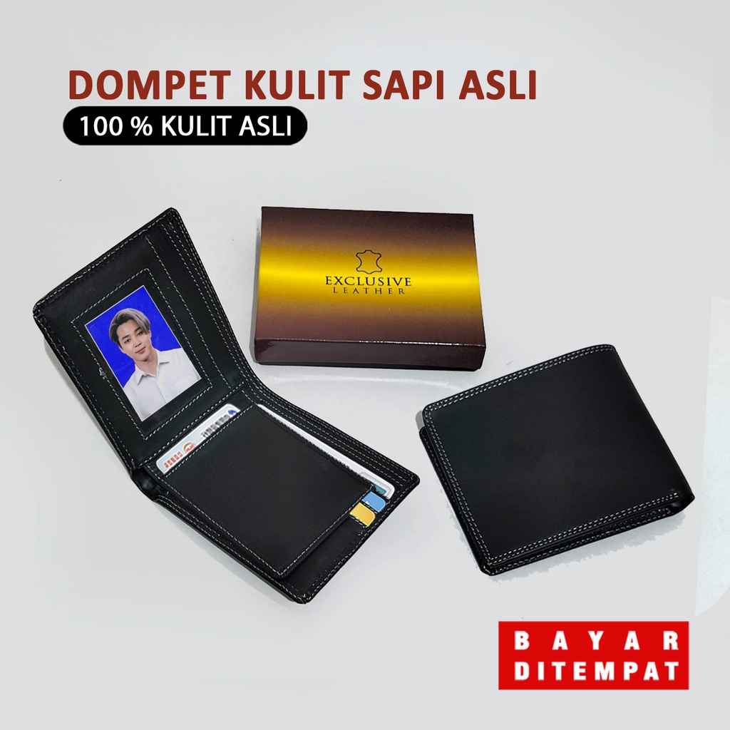 Dompet pria kulit sapi asli harga terjangkau kualitas terbaik terdapat slot kartu banyak dan slot foto