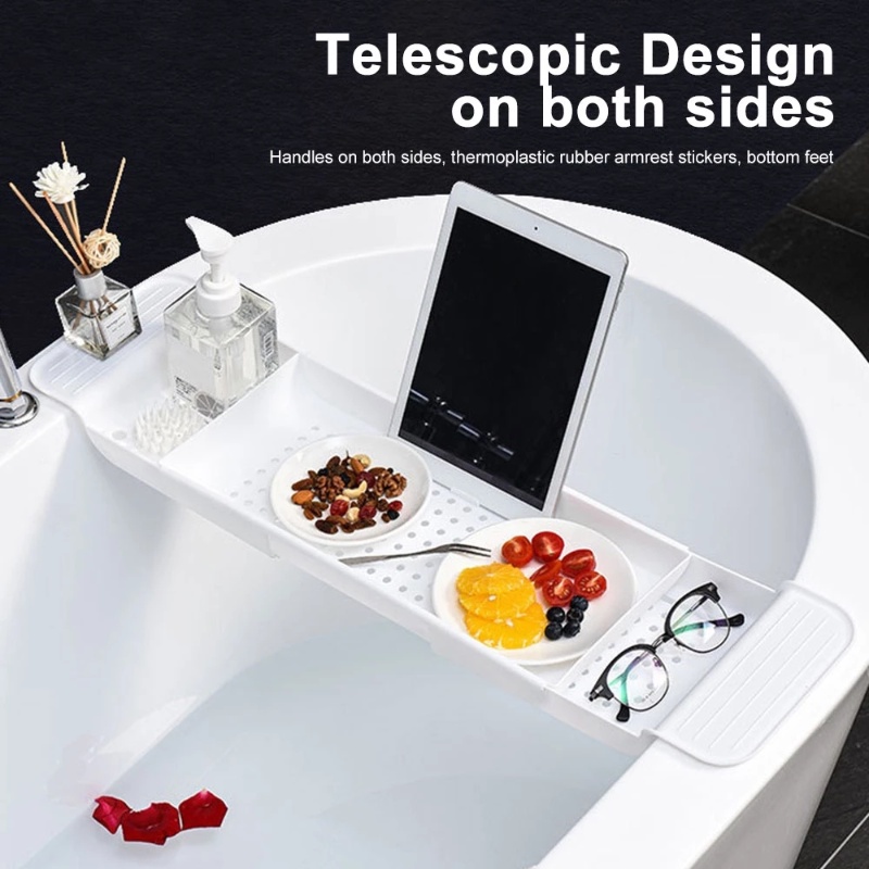 Tempat Saluran Wastafel Dapur Rak Penyimpanan Bathtub Multifungsi Perlengkapan Penyimpanan Rumah Nampan Mandi Rak Bak Buku Telepon Kacamata Handuk Sabun Shampoo Holder Retractable Bathtub Tray Shelf