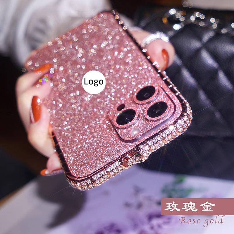 IPHONE Bling Berlian Casing Bumper Ponsel Untuk Iphone14 13 12 11 Pro Max Plus Case Glitter Berlian Imitasi Bingkai Logam Untuk Iphone14Plus Iphone12Mini