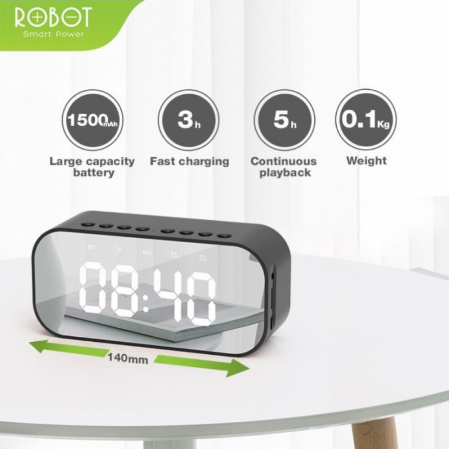 Robot RB560 Speaker Bluetooth 5.0 Alarm Clock Radio FM Jam Led Aux TF
