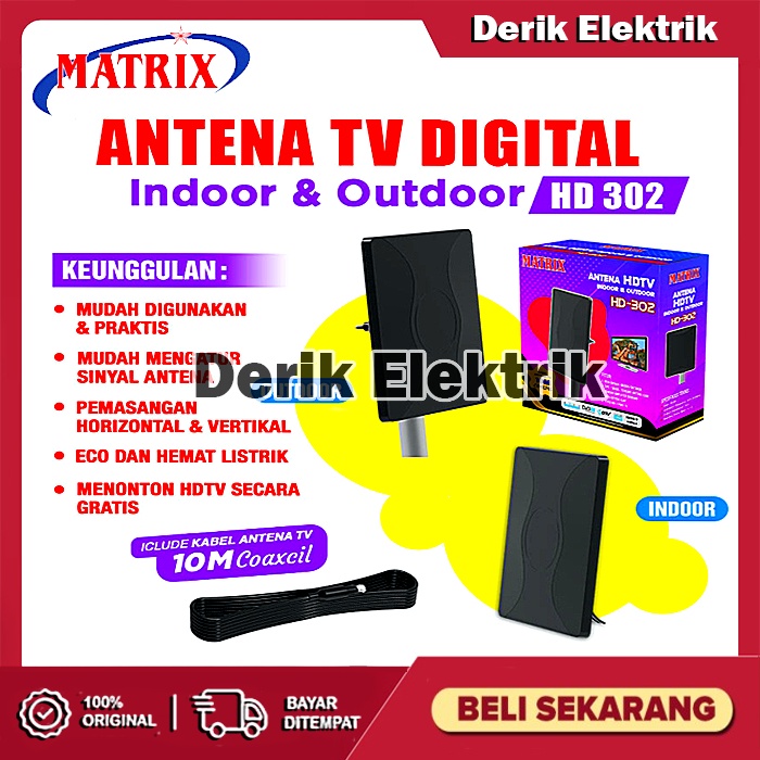 ANTENA TV DIGITAL LUAR RUANGAN / DALAM RUANGAN / OUTDOOR / INDOOR DIGITAL SUPER JERNIH ANTENNA BOOSTER DAN POWER INSERTER + KABEL 10 METER