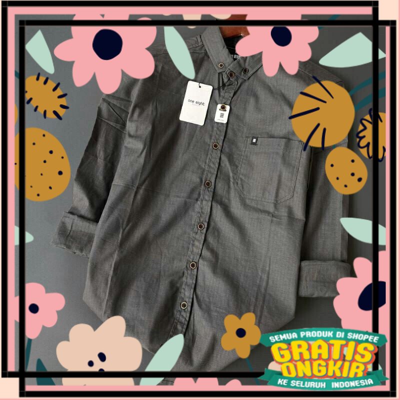 tiedye striped print floral batik jumbo  ungu / Kemeja Polos Abu Casual Slimfit Pria Lengan Panjang 