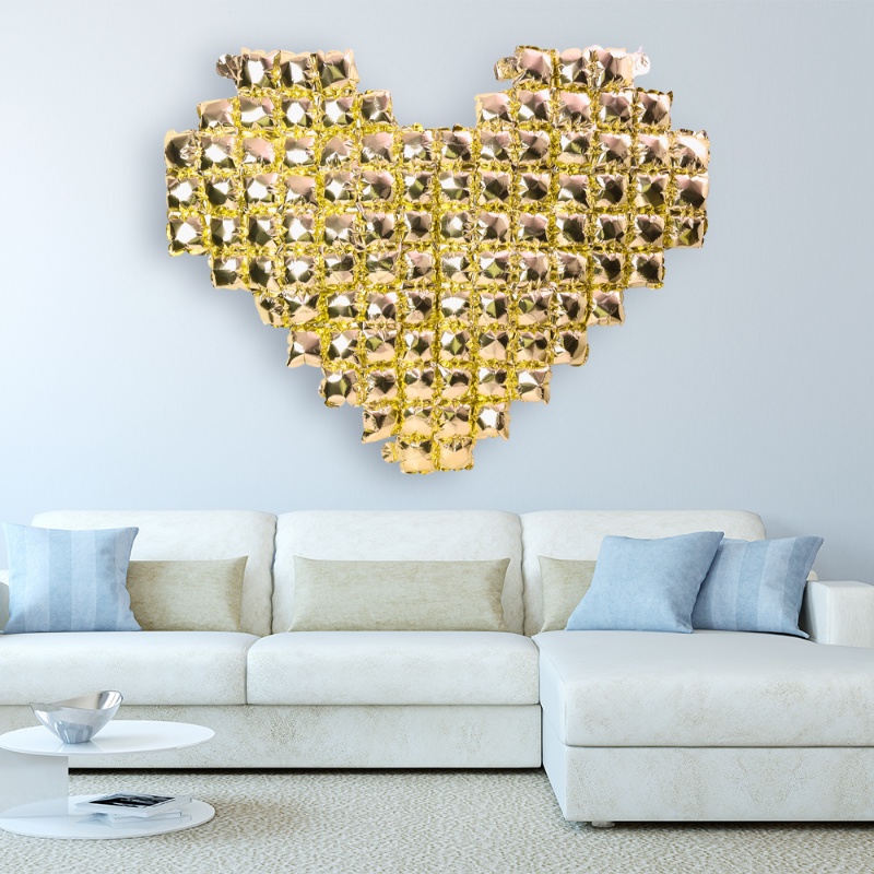Balon Dinding Latar Belakang Berbentuk Hati 55inci/balon Cinta Film Aluminium Untuk Pesta Hari Valentine DIY Decor
