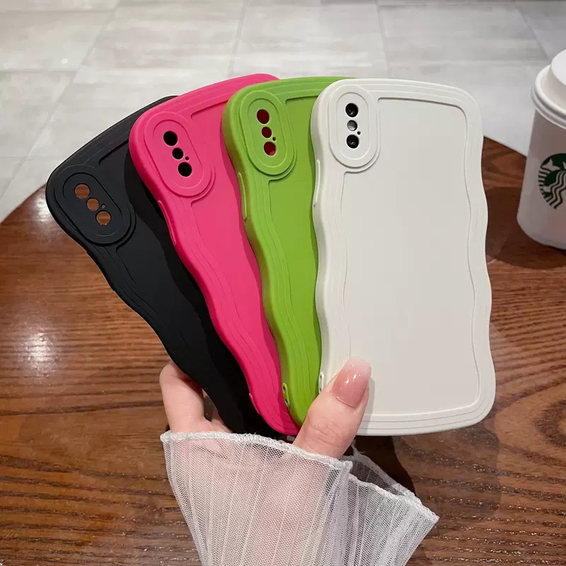 IPHONE Casing Ponsel Motif Bergelombang Silikon Cair Warna Permen Kompatibel Dengan Iphone7 8 7 Plus 8 Plus X XS XR XS Max 11 Pro Max12 Pro Max Shockproof Anti slip Back Cover